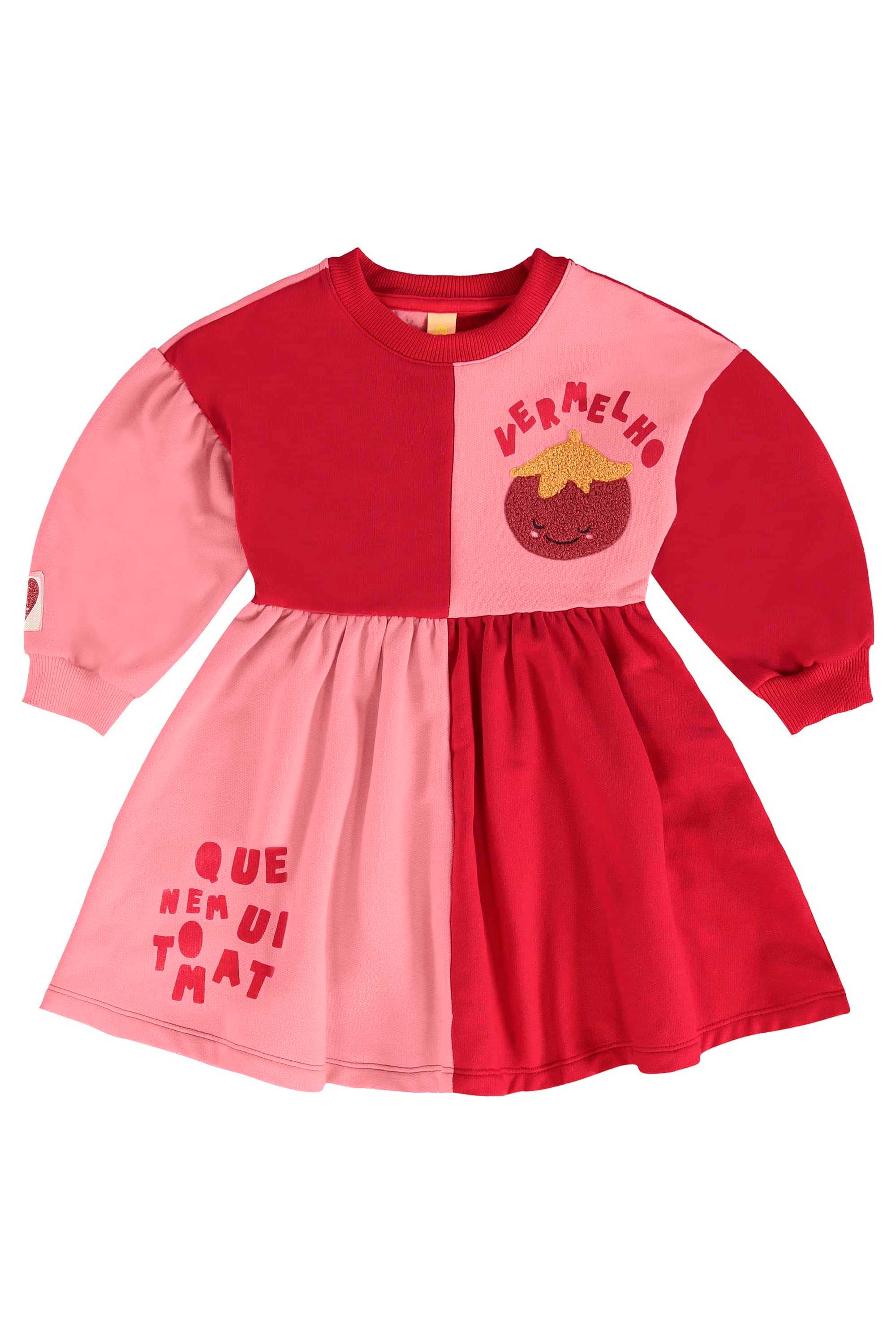 Vestido Infantil Frutas Vermelhas em Moletom Felpado (Vermelho) Três e Já - Imagem 10